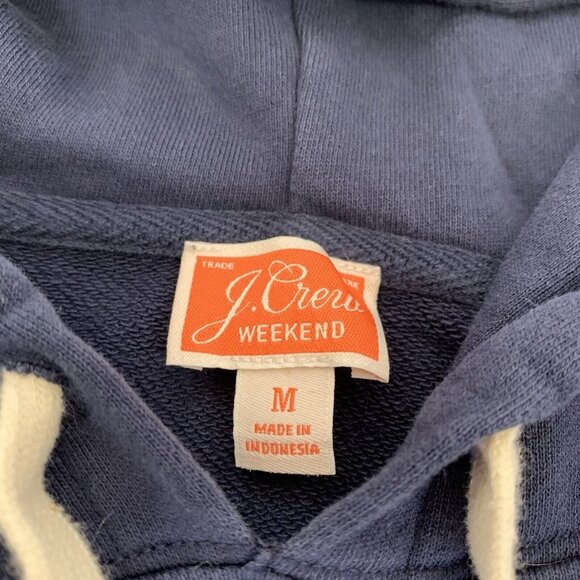 J. Crew Weekend Women’s Sweater Medium Striped Rib Hoodie Blue - Picture 3 of 5